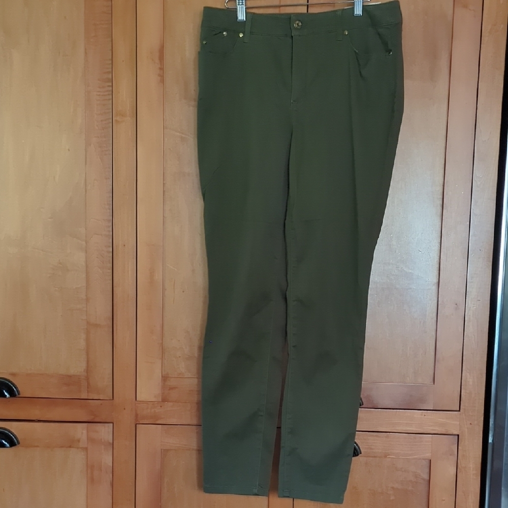 New Chico's Sz 1.5 Montana Moss Green Denim Jean Jegging Medium US 10